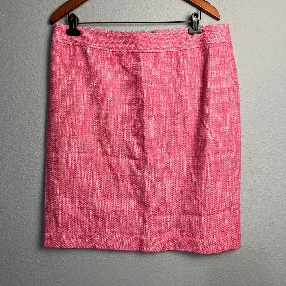 Talbots Women's Pink White Textured Tweed Mini Skirt Sz 16 Barbie Career Office‎